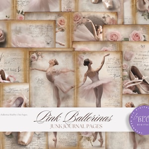 Pink Ballerina Junk Journal Pages: Shabby Chic Ephemera (Digital Download)