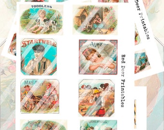 Printable  Vintage Labels Journal Cards Vintage Children