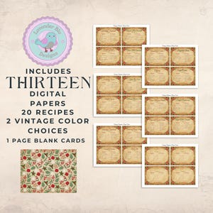 Christmas Recipes Junk Journal Kit - Printable Recipe Cards for Holiday Crafting - Digital Download Supplies
