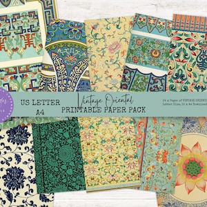 Vintage Oriental Printable Paper Pack: Scrapbook & Journal (A4/US Letter)