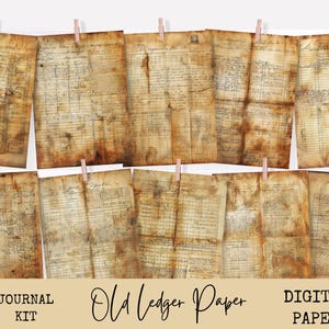 Vintage Ledger Paper: Neutral Junk Journal Pages (Digital Download)
