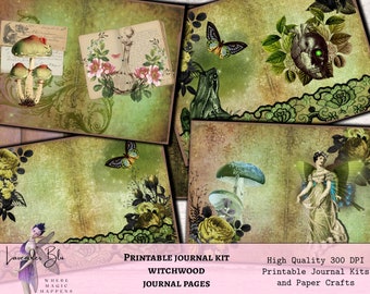 Witchwood Junk Journal Pages: Printable Digital Kit (A4/US Letter)
