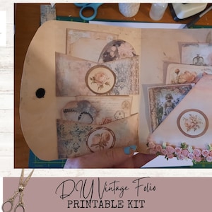 Kit digitale Vintage Junk Journal Folio con effimeri vintage, Junk Folio, kit di creazione di carta fai da te