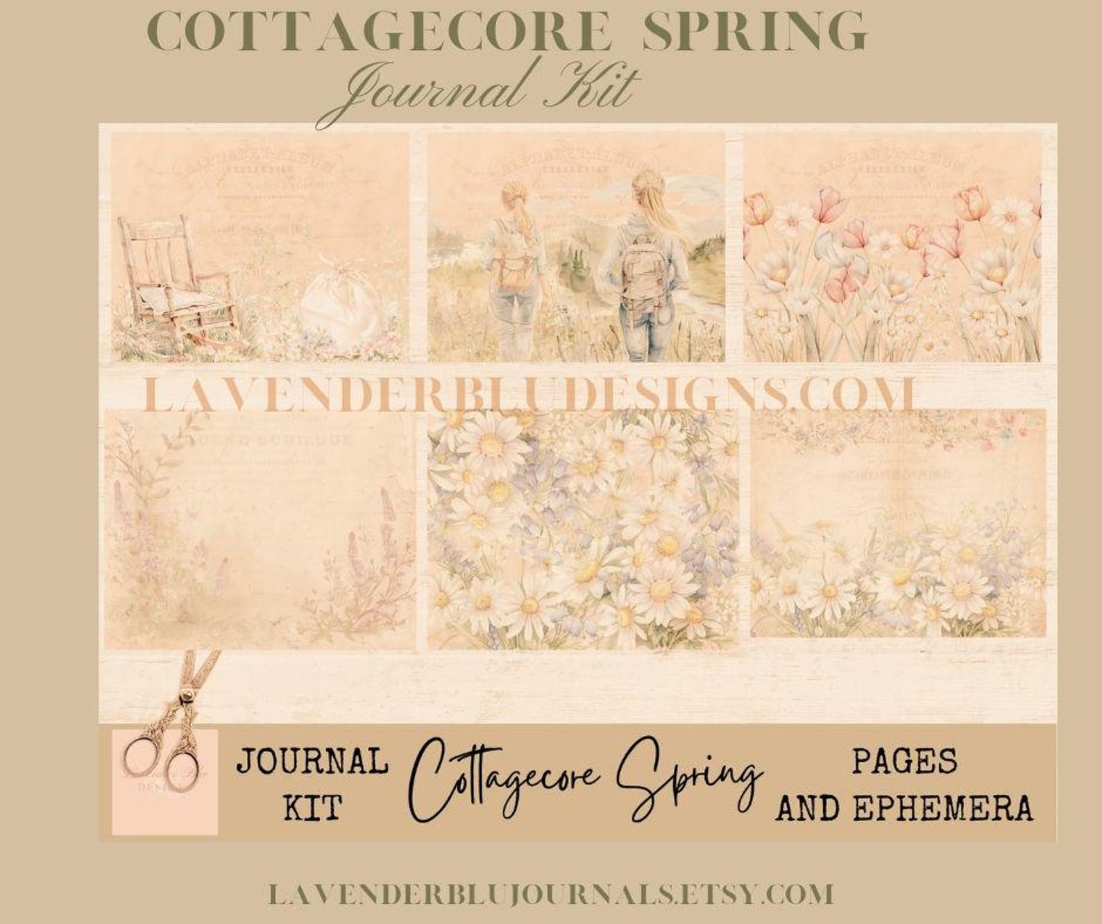 Cottagecore Spring Junk Journal Kit: Antique Pastel Ephemera (digital ...