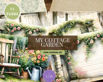 My Vintage Garden Junk Journal Kit, Cottagecore Printable Pages (Digital Download)