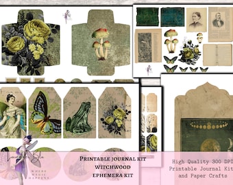 Witchwood Junk Journal Kit: Ephemera, Pockets, Tags (Digital Download)
