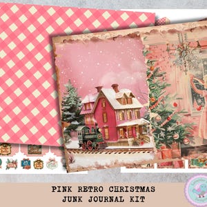 Pink Retro Christmas Junk Journal Kit - Vintage Ephemera - Printable ...