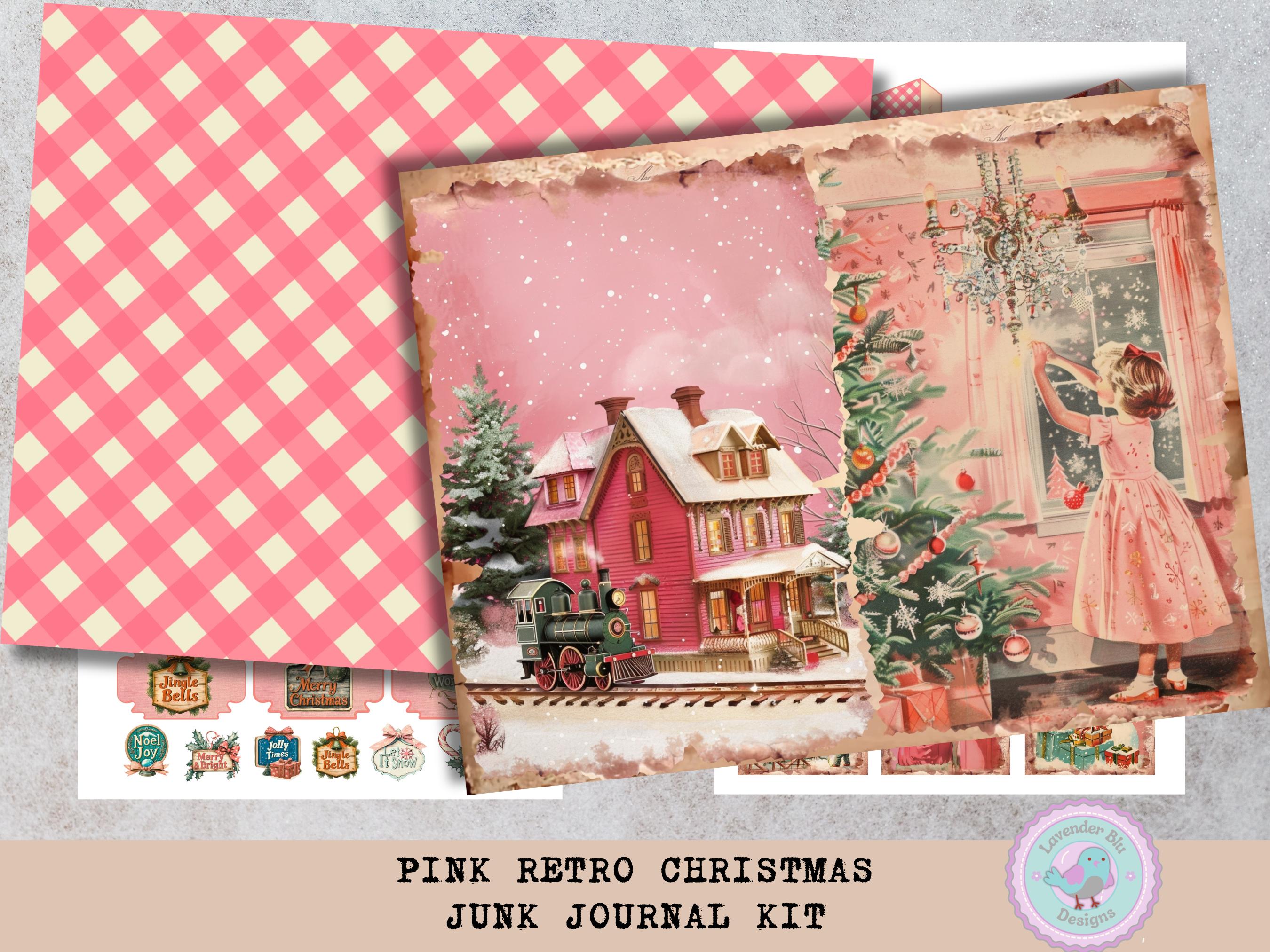 Pink Retro Christmas Junk Journal Kit - Vintage Ephemera - Printable ...