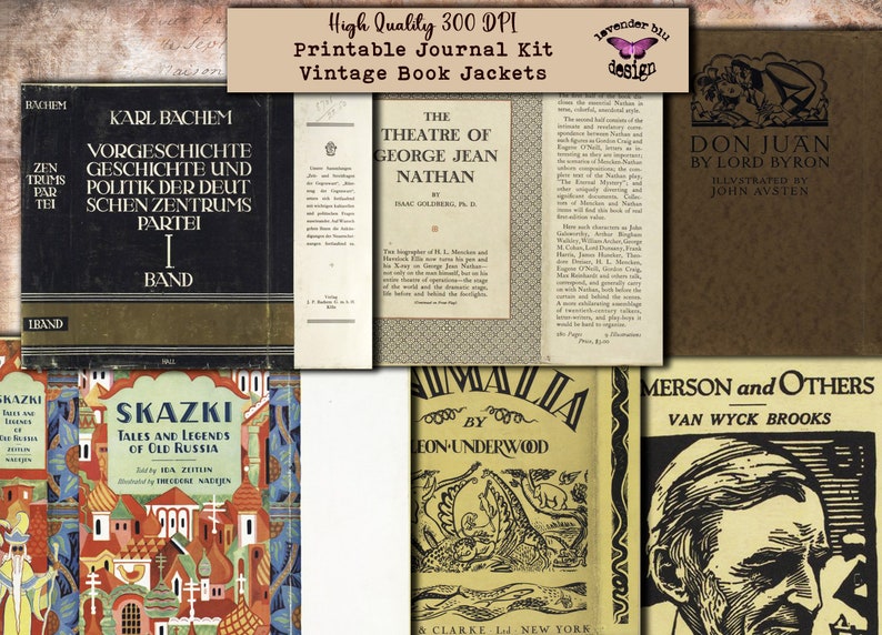 Junk Journal Kit Printable Vintage Book Jackets Book Covers Etsy