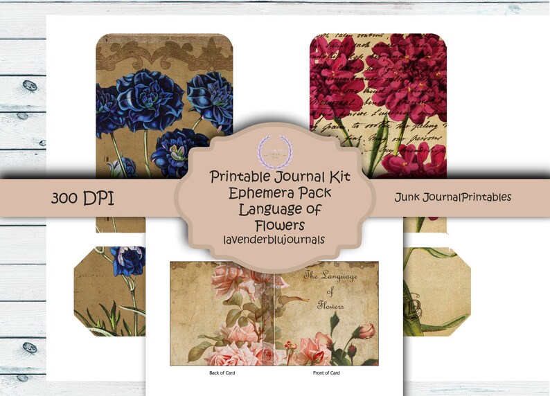 Printable Junk Journal Kit | Ephemera Kit | Addon Language of Flowers ...