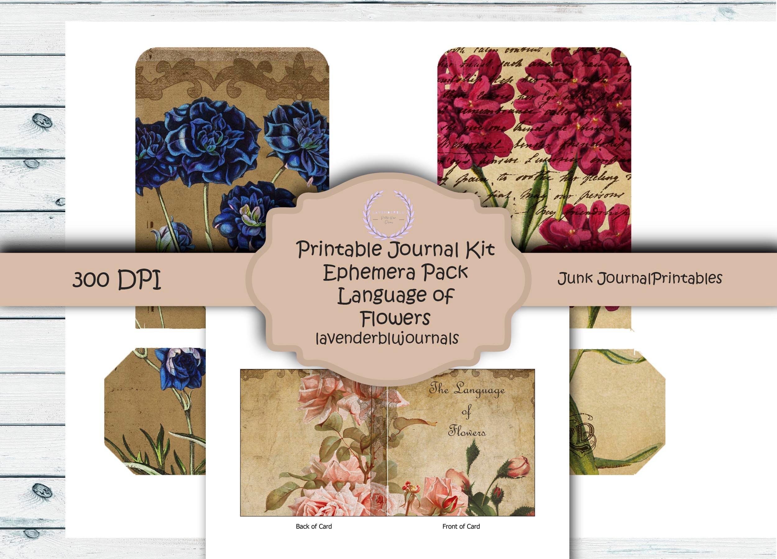 Printable Junk Journal Kit | Ephemera Kit | Addon Language of Flowers ...