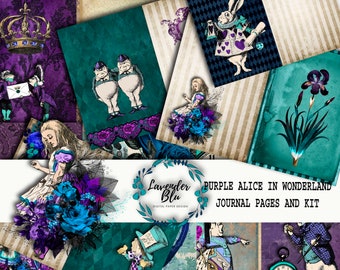 Alice In Wonderland Journal Kit,Printable Journal Kit,Alice, Ephemera,Digital Paper