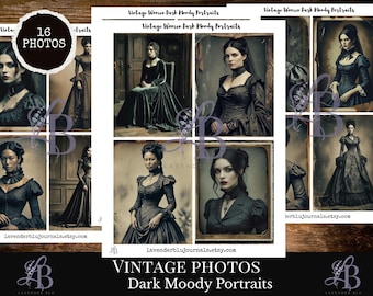 Vintage Moody Portrait Photos: Ephemera Journal Kit (Digital Download)