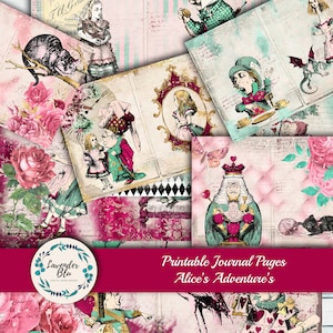 Kit de journal imprimable, kit de journal Alice, journal indésirable, journal numérique, pages, Alice Adventures