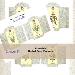 Printable Herb Seed Packets. Digital Ephemera Junk Journal Scrapbooking
