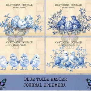 Toile de Pâques Cartes postales numériques vintage et timbres éphémères pour carnets indésirables et travaux manuels de scrapbooking