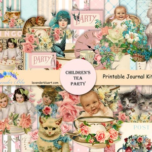 Printable Journal Kit | Junk Journal | Children's Tea Party | Shabby Chic | Scrapbook Paper