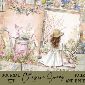 Cottagecore Digital Paper Pastel - Spring Junk Journal Kit afdrukbaar voor scrapbooking en knutselen