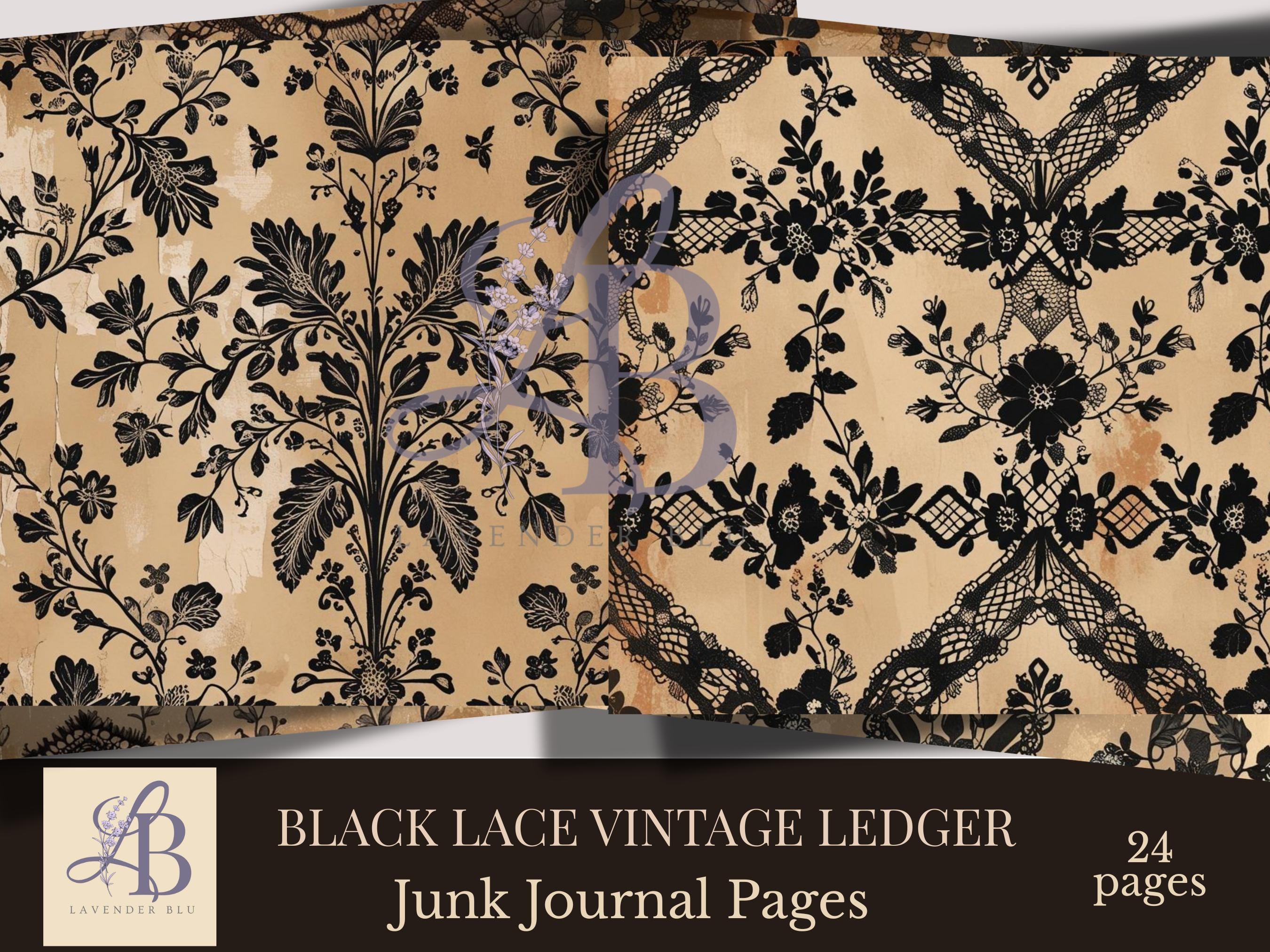 Black Lace Printable Journal Pages: Vintage Grunge Digital Paper ...