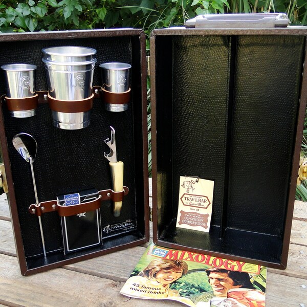 1970s Travl Bar by Ever Wear, Travel Bar, Barware by quirkyessentials on Etsy
