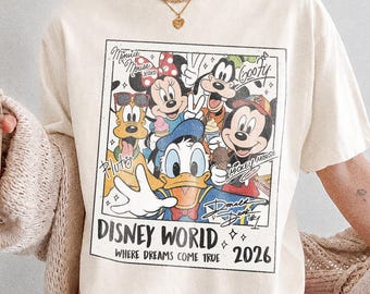 Vintage Mickey en vrienden Disneyworld comfort kleuren shirt, retro Disneyworld shirt, Walt Disney World T-shirt, Disney 2026 vakantiereis T-shirt