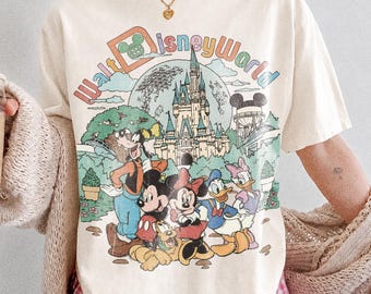 Comfort Colos® Walt Disney World-shirt, vintage Mickey and Friends Magic Kingdom-T-shirt, shirt Disney-gezinsvakantie 2026, Disney cadeau-T-shirt