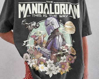 Retro shirt van Mandalorian en Grogu, Star Wars-mandoshirt, Yoda-babyshirt, This Is The Way-T-shirt, Magic Kingdom-shirt, Disney Family Trip Tee