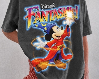 Vintage Disney Fantasia Sorcerer Mickey Wizard shirt, Walt Disney Fantasia Mickey shirt, retro fantasmic shirt, WDW familievakantie shirt