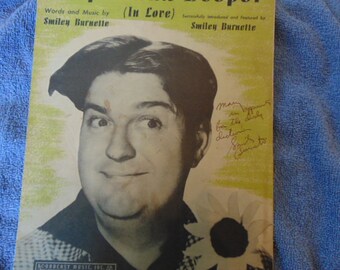 Sheet Music Circa 1943 Deeper and Deeper signed Smiley Burnette