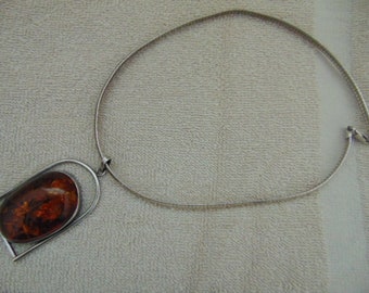 Sterling silver Italy LK Cabochon pendant and slide necklace 51 grams