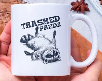 Skräddad panda-mugg, rolig berusad tvättbjörnspresent, sarkastisk vit keramikmugg