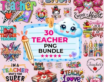 Teacher Shirt Png, Teacher Sublimation Bundle, Teacher Clip Art, Coquette & Retro Designs, Boho Teacher Svg, Teacher Appreciation Bundle