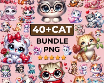 Cat Png Bundle, Cats Svg, Cute Cats Clipart Bundle Png, Happy Cat Clipart, Cute Cat PNG, Cartoon Cat Clip Art, T shirts Png, Funny Cat Png