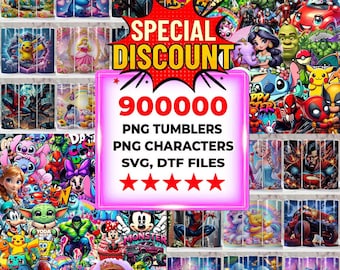 900000 megabundel png, cartoon svg-bundel, tekenfilms png, svg-bundel, dtf-ontwerpen, Cricut-bestanden, vakantie-svg, beker png, stripfiguur
