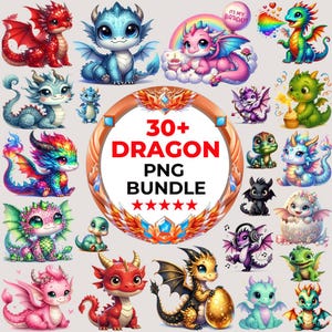 30+ Dragon Png Bundle, Fantasy Dragons Png, Watercolor Dragon Svg, Cute Dragon, Fantasy Dragons Png, Cartoon Dragon, Quirky Dragon Clipart