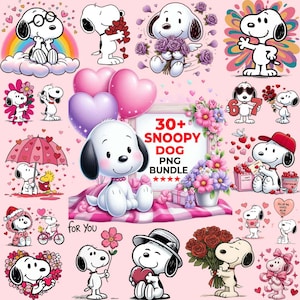 30+ Cute Dog Bundle Png, Snoopy Dog Png, Cute Snoopy Svg, Valentine Dog Sublimation, Cartoon Dog Clipart, Funny dog Pngs, Comic Dog inspired