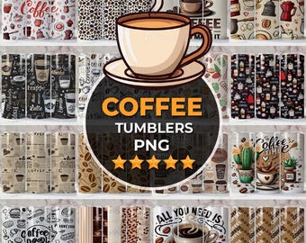 Coffee Tumbler Wrap, Coffee Tumbler Wrap Designs Bundle, 20oz Skinny Tumbler Sublimation Design, Coffee Quotes Tumbler PNG, Coffee Png, Svg