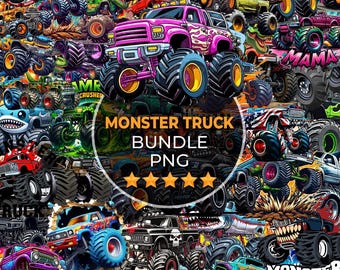 Monstertruck png Bündel, LKW Sublimation, Monstertruck Clipart, Extrem Geländewagen Clipart, Geländewagen, Kindergeburtstag LKW