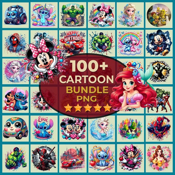 100+ Cartoons Bundle Png, Cartoon png, Cartoon characters, Cartoon Clipart, Cartoon Svg, Cartoons Bundle, Digital Printable Cartoons, Png
