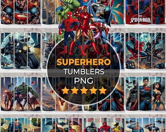 Superhelden Tumbler Wrap PNG Bundle, Superhelden Spiel Charaktere Tumblers Wraps, 20 Unzen Skinny Tumbler Wrap, Spidey Tumbler, Cartoon Tumbler Wrap