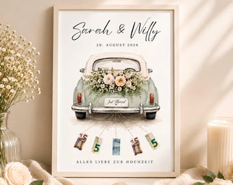 Digitales Geldgeschenk zur Hochzeit | DIY-Geschenk für Braut und Bräutigam | Hochzeitsposter | Geldgeschenk zur Hochzeit | Personalisiertes Geldgeschenk