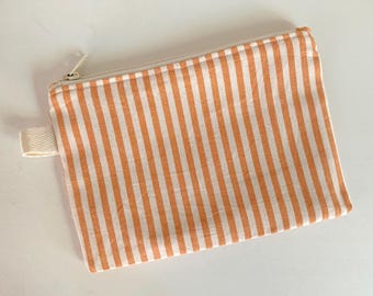 Striped zipper pouch - toiletry bag,travel case, fabric organizer