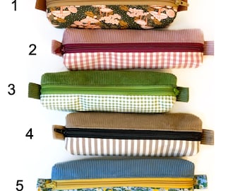Pencil case, Plaid corduroy stripes Pencil Cases, floral make up Bag