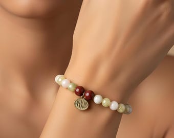 WWJD Faith Bracelet – Pastel Agate Beads with Inspirational Charm