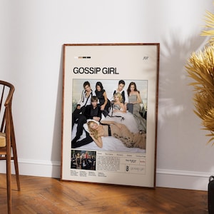 Gossip Girl Poster, Romance Tv Series Print, Retro Vintage Movie Print, Minimalist Movie Poster, Blake Lively and Leighton Meester Poster