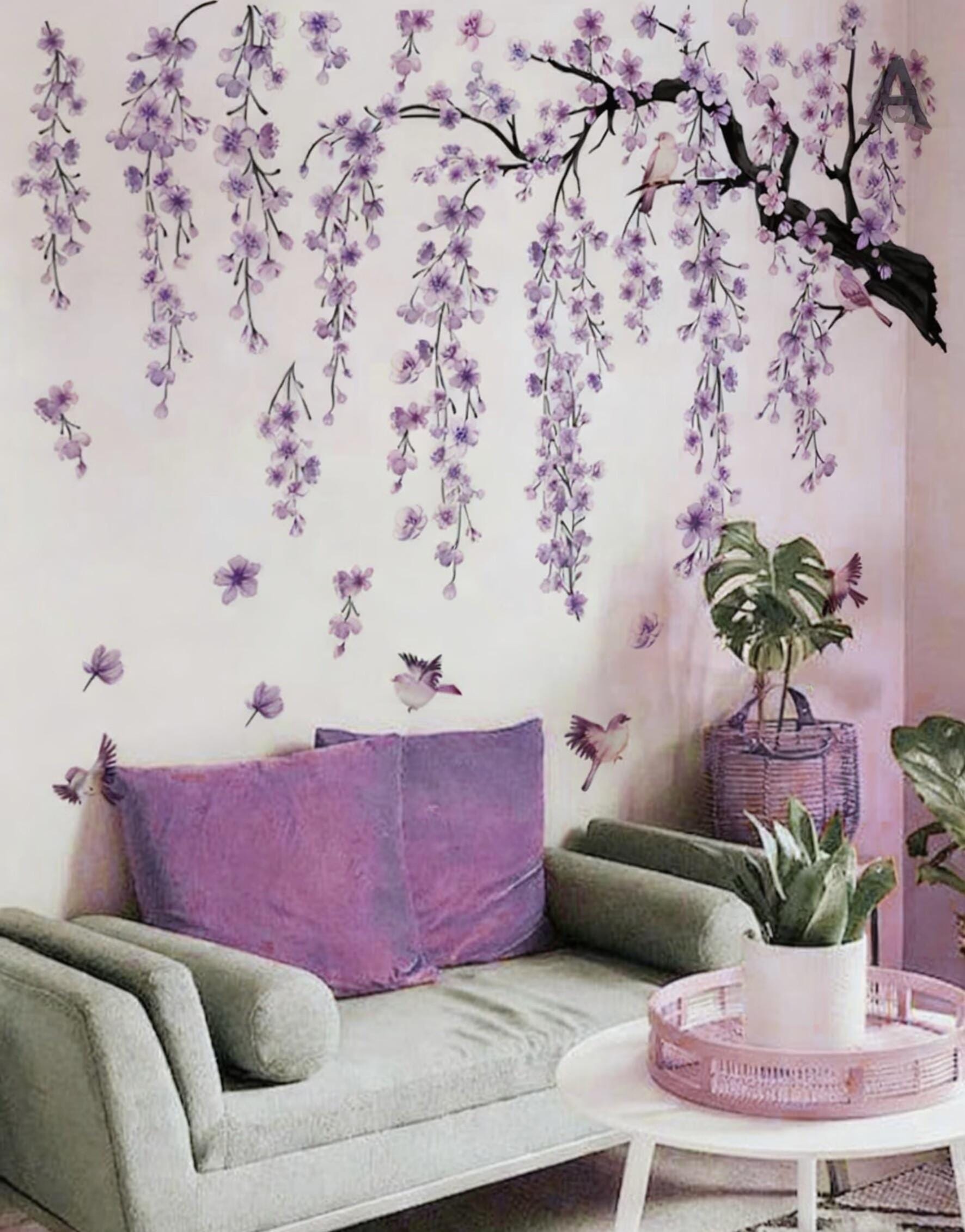 Large Purple Flower Tree Branch Wall Decals Tree Sticker Tree Wall ...