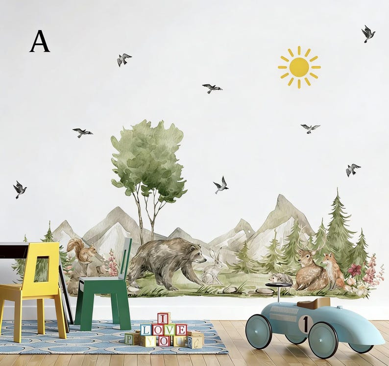 Curated visual reference: Gallery Detail: Forest Animal Decals Mountain Wall Stickers Bear Stickers Forest