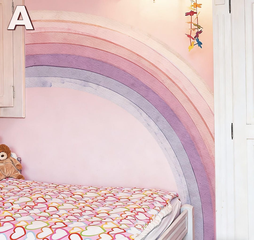 Large Rainbow Decals, Rainbow Wall Stickers Peel and Stick Girl Wall ...