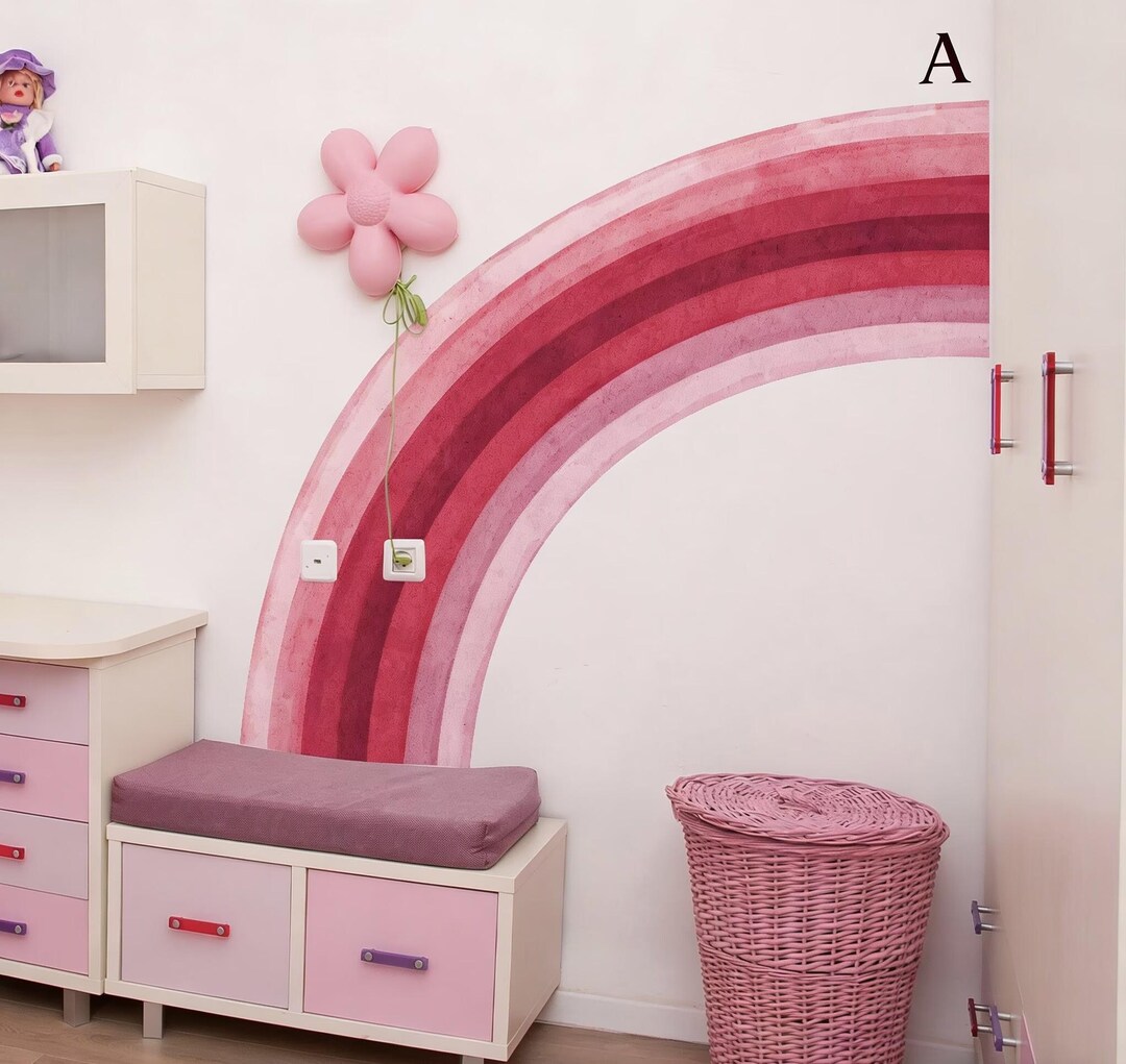 Watercolor Half Rainbow Wall Decal,large Nursery Sticker Peel and Stick ...