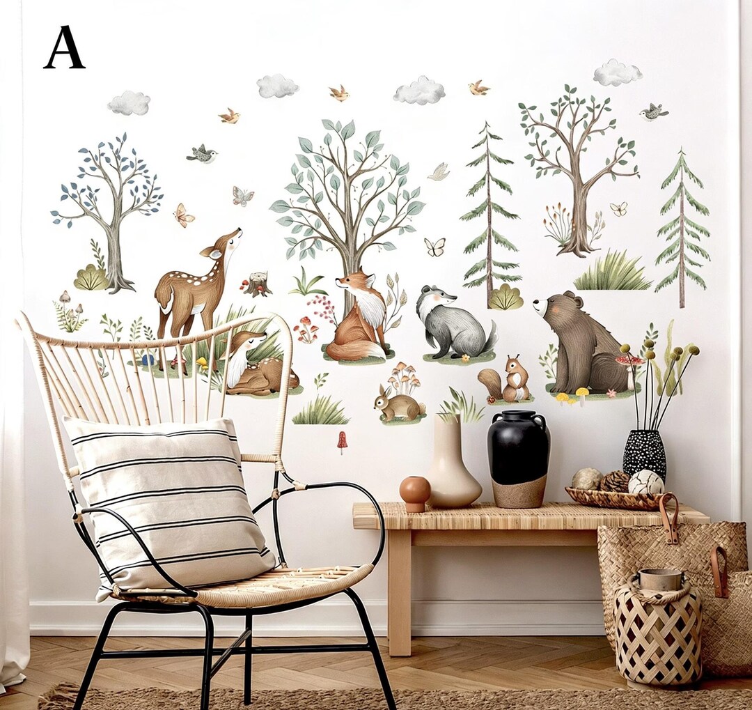 Forest Animals Decor, Forest Wall Decals, Woodland Animals Wall Decals ...